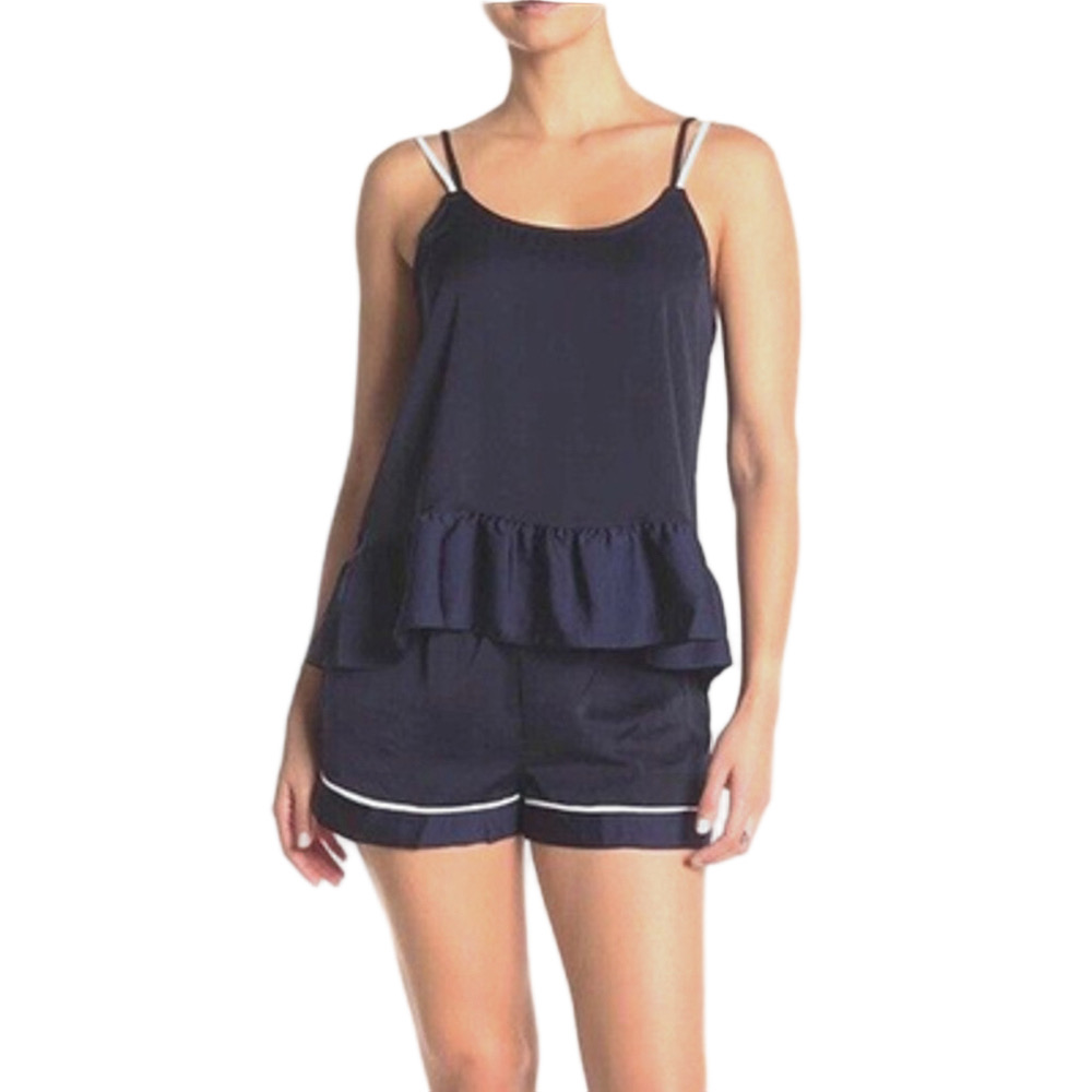 Nordstrom Room Service Navy Blue Short Pajama Set Sz S
